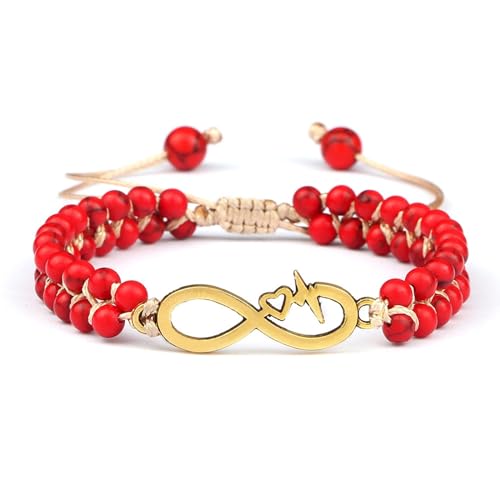 LBRTMED Xfzjchap 4 mm Perlenarmbänder für Männer Frauen, Legierung türkis Infinity Symbol Steinarmbänder einstellbar 6,5-11 Zoll von LBRTMED