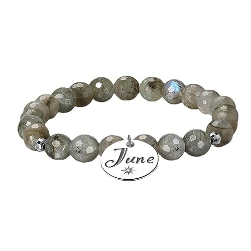 LBRTMED Xfzjchap 925 Sterling Silber Armband für Frauen, Stein mit Geburtsstein im Juni Einstellbarer Kette weißer Kubikzirkonia 7,5 Zoll von LBRTMED