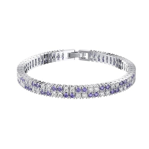 LBRTMED Xfzjchap 925 Sterling Silber Armband für Frauen und Mädchen, 2 Reihen Tenniskette Kubikzirkonia einfache Armbänder von LBRTMED