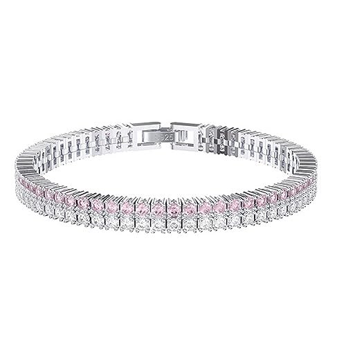 LBRTMED Xfzjchap 925 Sterling Silber Armband für Frauen und Mädchen, 2 Reihen Tenniskette Kubikzirkonias Schmuckarmband von LBRTMED