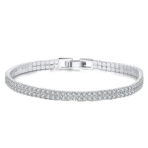 LBRTMED Xfzjchap 925 Sterling Silber Armband für Frauen und Mädchen, Tenniskette mit weißem kubischen Zirkoniasschmuck von LBRTMED