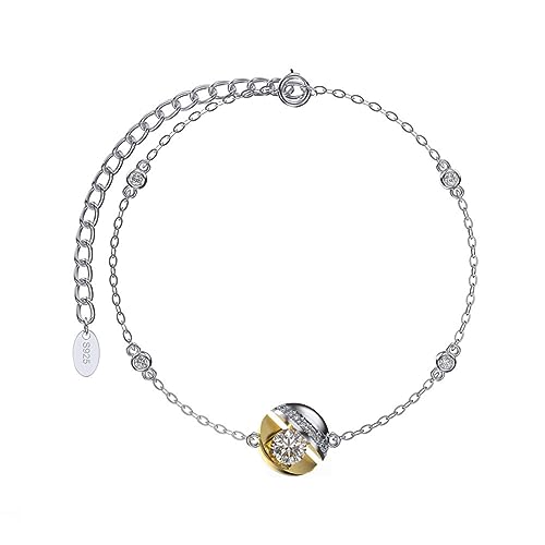 LBRTMED Xfzjchap 925 Sterling Silberarmband für Frauen und Mädchen, Bohne mit weißem kubischem Zirkonia -Kettenarmband einstellbar 8,5 Zoll von LBRTMED