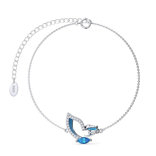 LBRTMED Xfzjchap 925 Sterlingsilberarmband für Frauen, Schmetterling mit blauem Kubikzirkonia -Kettenarmband 8,5 Zoll von LBRTMED