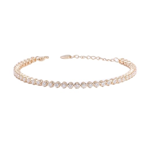 LBRTMED Xfzjchap 9K/14K/18K Goldarmband für Frauen, Tennis weiß runden Moissanit Edelstein -Tennisarmelement Schmuck Schmuck von LBRTMED