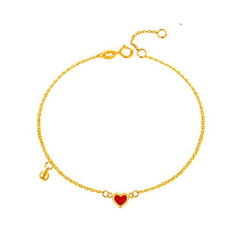 LBRTMED Xfzjchap Frauen 18k Gelb Gold Armband Herzperlenkettenarmband einstellbar 7 Zoll von LBRTMED