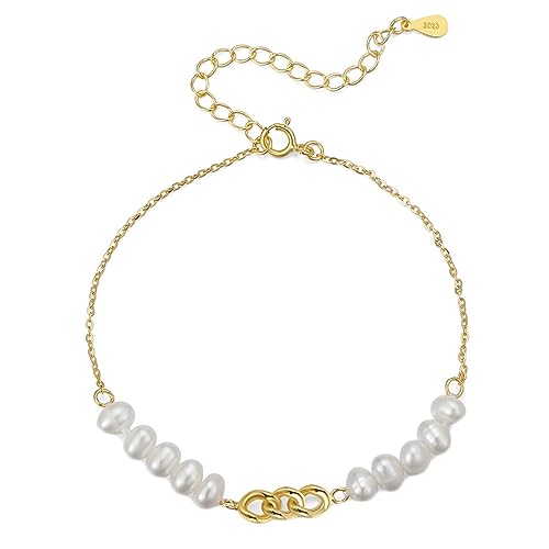LBRTMED Xfzjchap Silberarmbänder für Frauen 925, Goldperlenkettenarmband einstellbar 8,5 Zoll von LBRTMED