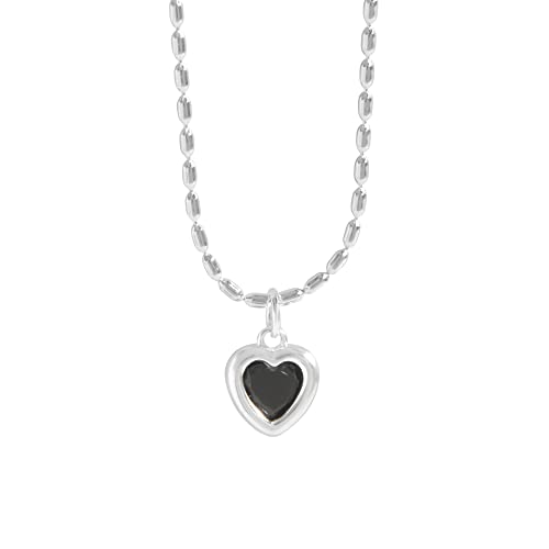 LBRTMED Zirkonanhänger Halsketten 925 Sterling Silberkristalle Halskette für Frauen Schmuck (schwarz) von LBRTMED