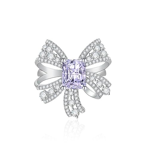 Luxusbandfliegen Unendlichkeitsringe für Frauen 925 Silber Kubikzirkonia Pave cz Versprechen Ringe für ihre Eheringen für immer Liebe Knoten Square Cut Simulate Edelstein offen verstellbare Ring von LBRTMED