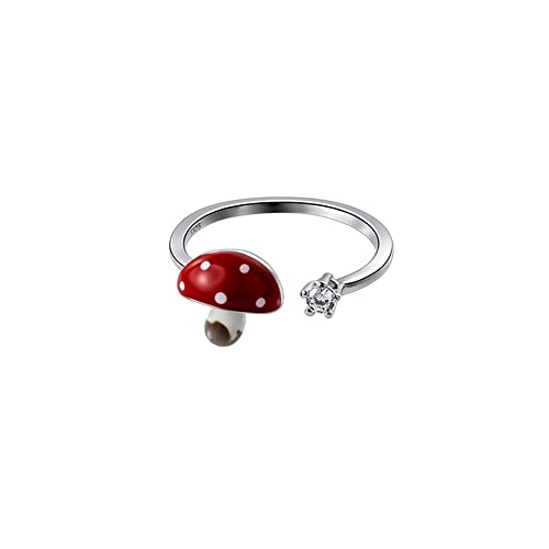 Netter Pilz 925 Sterling Silber Open Band Ring für Frauen Mädchen Erweiterbares Essen Statement Fingerringe Verstellbares Geburtstag Ostern Weihnachten Schmuck Geschenk von LBRTMED