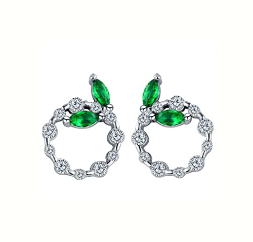 Ohrringe für Frauen, S925 Ohrringe Frauen koreanische Blattblattfarbe Diamant von LBRTMED