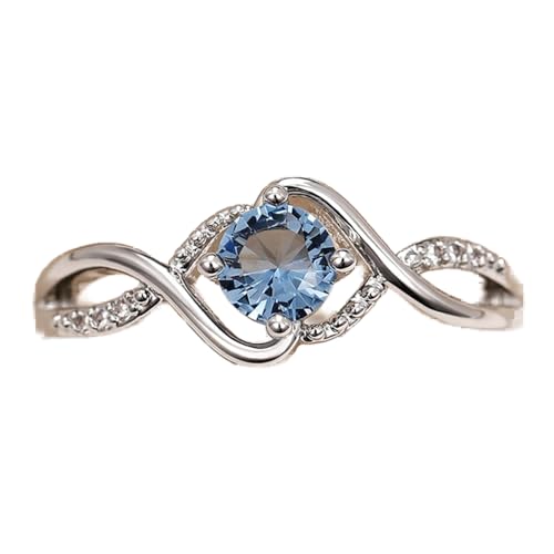 Sapphire Halo -Verlobungsringe für Frauen, Jubiläum 925 Sterling Silber Versprechen Ringe für ihre Zirkon -Karat -Diamantsee Blue Topaz Hochzeit Cocktail Knöchel Stapelfinger Ringe für Frauen (7#) von LBRTMED
