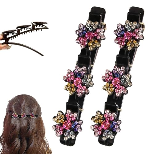 2 Stück funkelnde Kristallstein-Haarspangen, geflochtene Haarspangen für Damen, kleine Haarklammern für den Heimgebrauch (Farbe) von LBZLBZ