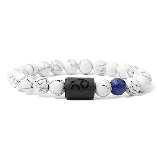 Armbänder Für Damen, Naturstein-Howlith-Kristall-Armband 12 Sternbilder Sternzeichen-Armband Charm-Perlenarmband Heilung Edelsteine Energie Armreif Amulett Schmuck Für Frauen Und Männer Geschenk von LCDIUDIU