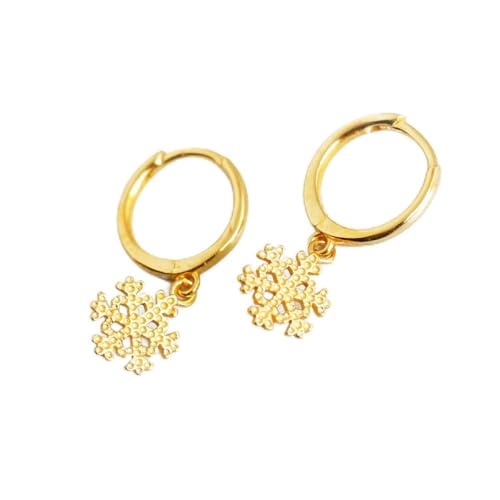 FEIHUI Ohrringe Silber 925,Kreative Schneeflocke Textur Mode Schick Hypoallergene Ohrringe Fine Circle Endless Loop Schmuck Für Dame Männer Mädchen Heiraten Muttertag, Golden von LCDIUDIU