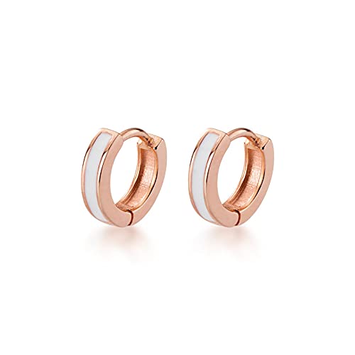 FEIHUI Ohrringe Silber 925 Creolen, Roségold Breites Weißes Epoxidharz Einfacher Charme Hypoallergene Klappohrringe Exquisiter Kreis Endlosschleifenschmuck Für Dame Männer Mädchen Freundin Heiraten V von LCDIUDIU