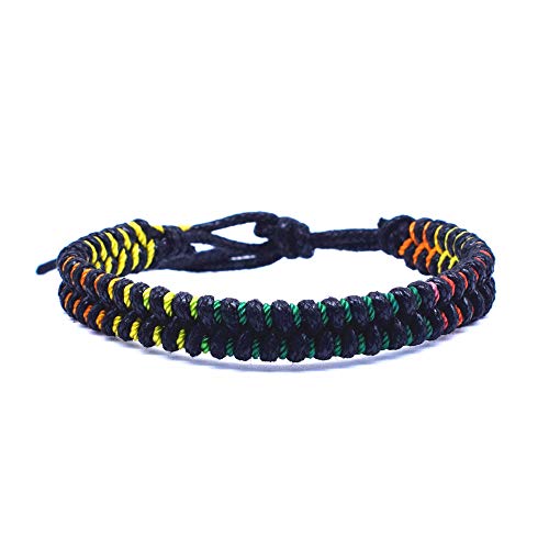 LCDIUDIU Gewebtes Armband,Schwarzes Wachsseil Handgewebte Schnürflagge Farbe Einstellbarer Charme Lässige Sportliche Armbänder Freundschaftsschmuck Geschenk Für Jungen Mädchen Paare Männer Frauen von LCDIUDIU