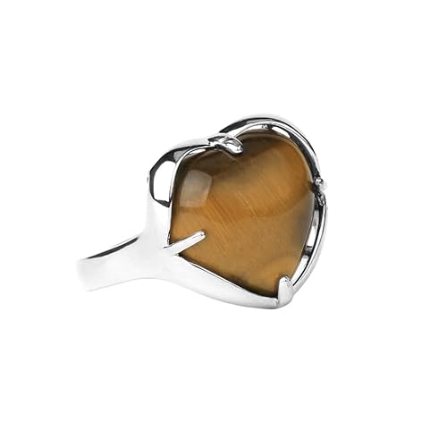 LCDIUDIU Herzförmiger Steinring, Silberfassung, Schwarzer Obsidian, Edelsteinringe, Offen, Verstellbar, Fingerreif, Daumenband, Schmuck, Geschenk für Sie, Freundin, Frau, Mutter, Tigerauge LCDIUDIU Herzförmiger Steinring, Silberfassung, Schwarzer Obsidian, Edelsteinringe, Offen, Verstellbar, Fingerreif, Daumenband, Schmuck, Geschenk für Sie, Freundin, Frau, Mutter, Tigerauge von LCDIUDIU