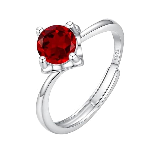 LCDIUDIU Ring Silber 925 Damen,5 Mm 6 Mm Brillantschliff Solitär Edelstein Verlobungsringe für Frauen Silber Infinity Band Verstellbar Jubiläumsversprechen Ehering Rubin 6 Mm von LCDIUDIU