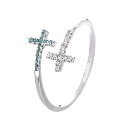 LCDIUDIU Ring Silber 925 Damen,Offener Kreuzring für Frauen, Zirkonia, Versprechen, Daumenband, Verstellbar, Stapelbar, Verlobung, Ewigkeit, Hochzeit, Schmuck, Geschenke Mit Box von LCDIUDIU