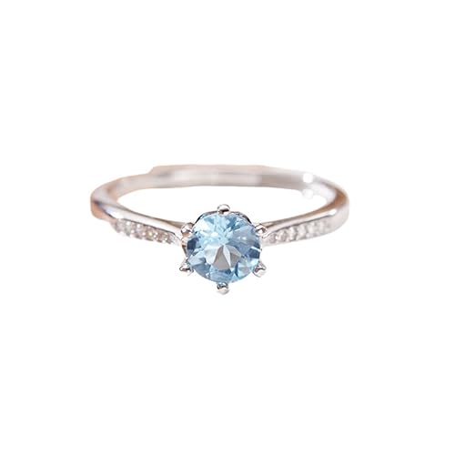 LCDIUDIU Ring Silber 925 Damen Verstellbar,Brillantschliff Natürlicher Edelstein Echter Himmelblauer Topas Rubin Ring für Damen Silber Cz Band Statement Eternity Daumenband für Sie Geschenk Natü von LCDIUDIU