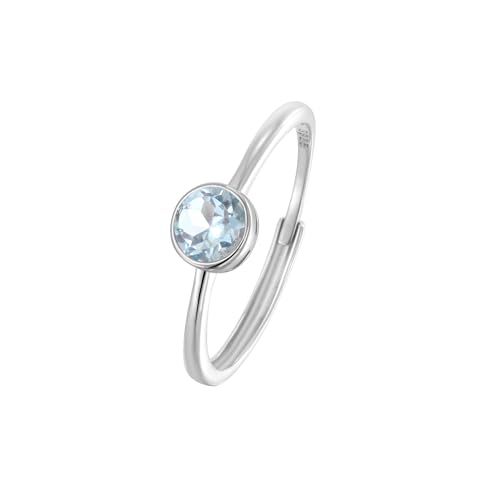 LCDIUDIU Ring Silber 925 Damen Verstellbar,Rundschliff Halo Verlobungsringe für Frauen Natürlicher Echter Aquamarin Minimalismus Band Verstellbar Versprechen Ehering für Sie Mit Holzbox von LCDIUDIU