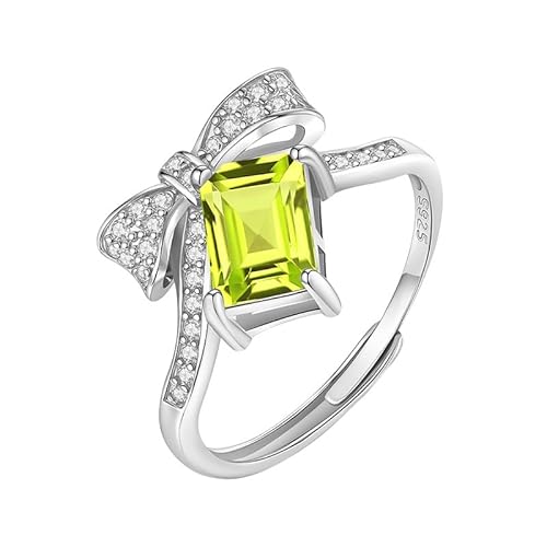 LCDIUDIU Ring Silber 925 Damen Verstellbar,Smaragdschliff Natürlicher Edelstein Schleifenknoten Ringe für Frauen Silber Cz Wishbone Band Verstellbar Süße Liebe Verlobungsversprechen Ehering für von LCDIUDIU