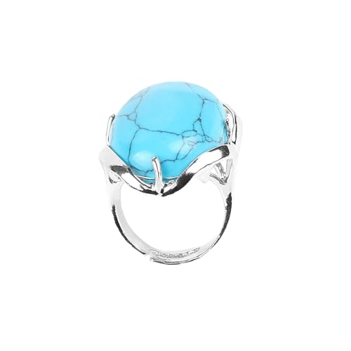 LCDIUDIU Ringe, Silber Eingelegter Ovaler Blauer Türkisstein Verstellbarer Offener Knuckle Tail Ring Finger Joint Ring Schmuck Für Frauen Dame Mädchen Hochzeit von LCDIUDIU