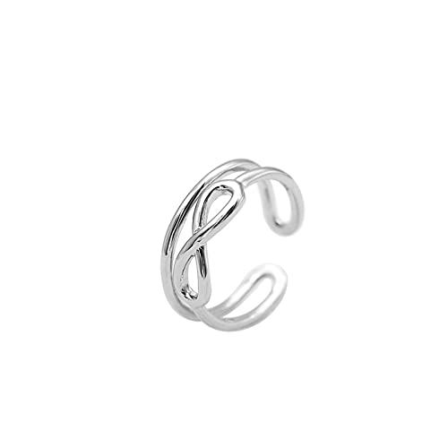 LCDIUDIU Ringe Frauen,S925 Sterling Silber Ring Für Frauen Doppel Hohl Unendlich Verstellbar Open Knuckle Tail Ring Finger Joint Schmuck Für Dame Mädchen Hochzeit Valentinstagsgeschenk von LCDIUDIU