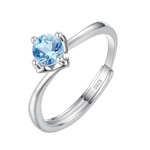LCDIUDIU Ringe Frauen Silber 925,5 Mm 6 Mm Brillantschliff Solitär Edelstein Verlobungsringe für Frauen Silber Infinity Band Verstellbar Jubiläumsversprechen Ehering Topas 5 Mm von LCDIUDIU