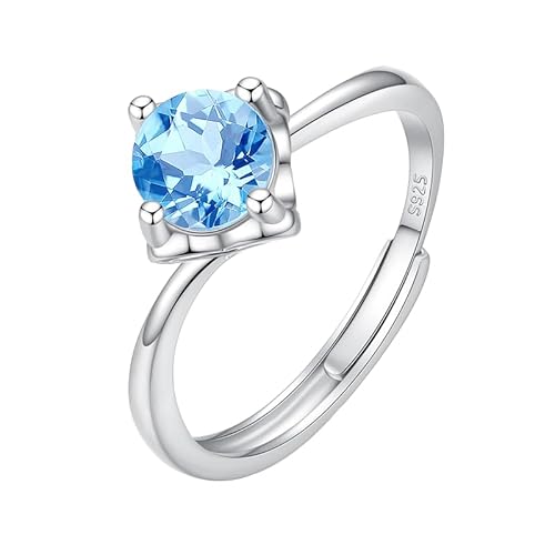 LCDIUDIU Ringe Frauen Silber 925,5 Mm 6 Mm Brillantschliff Solitär Edelstein Verlobungsringe für Frauen Silber Infinity Band Verstellbar Jubiläumsversprechen Ehering Topas 6 Mm von LCDIUDIU