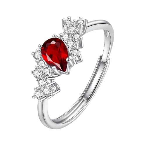 LCDIUDIU Ringe Frauen Silber 925,Natürlicher Edelsteinring Im Birnenschliff für Frauen, Silber, Zirkonia, Verstellbar, Saphir, Hochzeits Und Verlobungsring, Geschenk für Sie, Rubin LCDIUDIU Ringe Frauen Silber 925,Natürlicher Edelsteinring Im Birnenschliff für Frauen, Silber, Zirkonia, Verstellbar, Saphir, Hochzeits Und Verlobungsring, Geschenk für Sie, Rubin von LCDIUDIU
