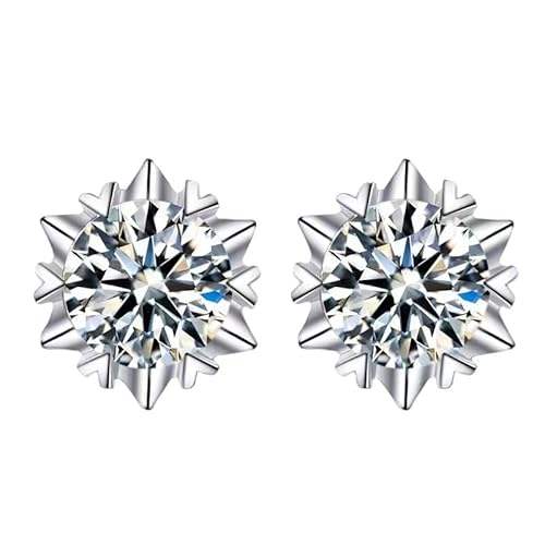 LCDIUDIU Schneeflocken Ohrstecker Aus 925Er Sterlingsilber, Kleine Runde 5 Mm Klare Zirkonia, Hypoallergene Ohrstecker, Geburtsstein Ohrringe, Edelsteinschmuck, geschenk für Frauen, Ehefr von LCDIUDIU