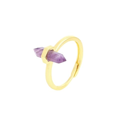 LCDIUDIU Sechseckige Steinringe für Männer Und Frauen, Goldfassung, Natürlicher Schwarzer Obsidian-Energiestein, Offen, Verstellbar, Fingerreif, Daumenband, Hip-Hop, Punk, Goth, Schmuck, Geschenk von LCDIUDIU