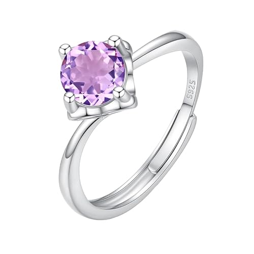 LCDIUDIU Silber Ringe 925 Frauen,5 Mm 6 Mm Brillantschliff Solitär Edelstein Verlobungsringe für Frauen Silber Infinity Band Verstellbar Jubiläumsversprechen Ehering Amethyst 6 Mm von LCDIUDIU