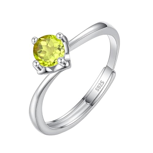 LCDIUDIU Silber Ringe 925 Frauen Verstellbar,5 Mm 6 Mm Brillantschliff Solitär Edelstein Verlobungsringe für Frauen Silber Infinity Band Verstellbar Jubiläumsversprechen Ehering Peridot 5 Mm von LCDIUDIU