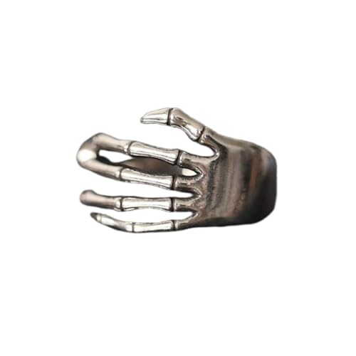 LCDIUDIU Silber Ringe 925 Frauen Verstellbar,Vintage Totenkopf Handring für Männer Handgefertigt Statement Erweiterbar Oxidiert Gothic Skelett Band Teufelsklauen Halloween Kostüm Schmuck Geschenk von LCDIUDIU
