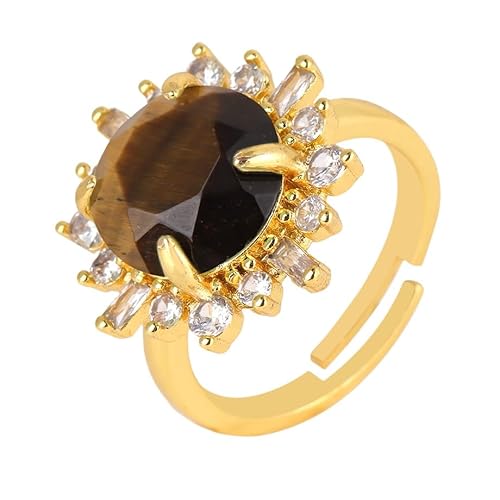 LCDIUDIU Strass-Sonnenblumenstein-Ring, Goldfassung, Natürlicher Amethyst-Energiestein, Offener, Verstellbarer Fingerreif, Daumenband, Hübsches Schmuckgeschenk für Sie, Freundin, Frau, Mutter, Ti LCDIUDIU Strass-Sonnenblumenstein-Ring, Goldfassung, Natürlicher Amethyst-Energiestein, Offener, Verstellbarer Fingerreif, Daumenband, Hübsches Schmuckgeschenk für Sie, Freundin, Frau, Mutter, Ti von LCDIUDIU