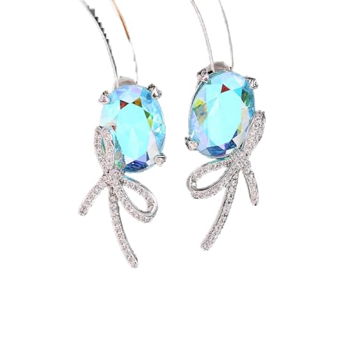 Ohrringe Mädchen, Blauer Ovaler Zirkonia-Bogen-Ohrstecker Charm Hypoallergene Ohrringe Exquisiter Schmuck Für Damen, Mädchen, Party, Geburtstag, Weihnachtsgeschenke von LCDIUDIU