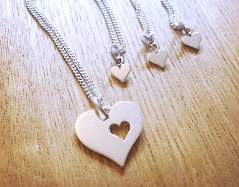 sterling Silber Mutter Tochter Herz Halskette Set sterling Silber Mutter Tochter Herz Halskette Set von LCDecorAndJewelry