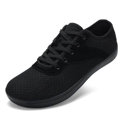 LCGJR Herren Wide Toe Box Schuhe Minimalistische Barfuß-Walkingschuhe Extra Breite Zero Drop Schuhe Leichte Atmungsaktive Sneakers, Allblack, 12.5 Wide von LCGJR