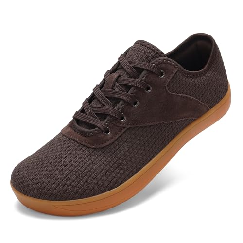 LCGJR Herren Wide Toe Box Schuhe Minimalistische Barfuß-Walkingschuhe Extra Breite Zero Drop Schuhe Leichte Atmungsaktive Sneakers, Braun, 38.5 EU von LCGJR