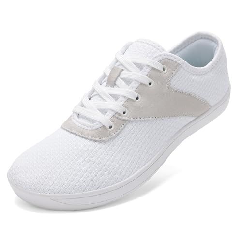 LCGJR Herren Wide Toe Box Schuhe Minimalistische Barfuß-Walkingschuhe Extra Breite Zero Drop Schuhe Leichte Atmungsaktive Sneakers, Weiß, 12.5 Wide von LCGJR