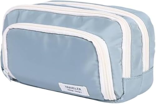 Große Kapazität Bleistift Tasche, Multi-Slot mit Reißverschluss Schreibwaren Bleistift Box für Jungen Mädchen Büro Schule Schreibtisch (blau) von LCHENJIDG