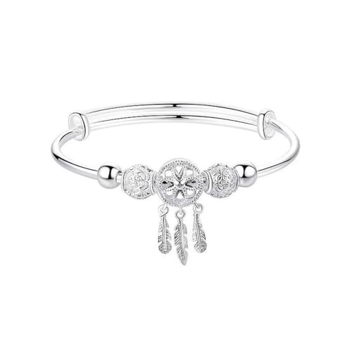 Vintage Handwerkliche 925 Silber Traumfang Netz Armband, verstellbares Fluss Armband, geeignet für den Muttertag, Frau Feiertag Geschenk (Silber) von LCHENJIDG