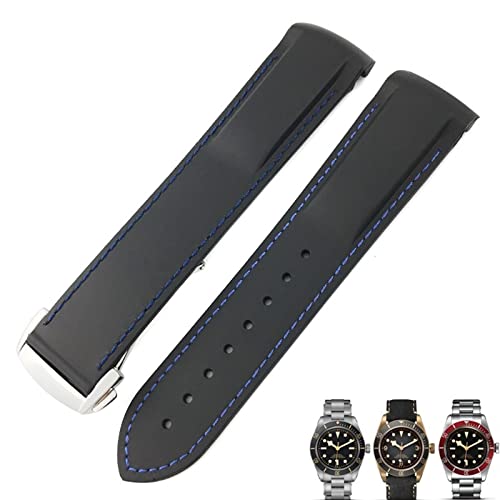 20 mm 22mm Gummi -Klapp -Schnalle -Uhr -Gurt schwarz blau rote Uhrenbänder für Tudor Black Bay für Herren Armband von LCHJX