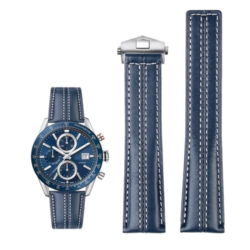 22mm echtes Leder -Uhrband für Uhr Carrera Monaco Herren Band Uhr Kuhlederfaltschnalle von LCHJX