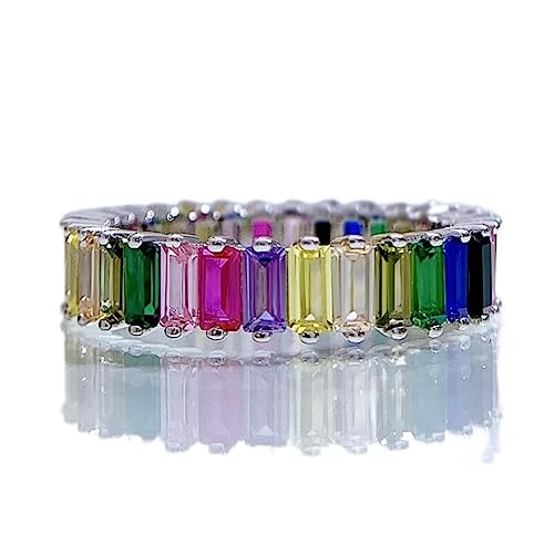 925 Sterling Silber Bunte quadratische Carbon -Diamantringe für Frauen funkelnde Hochzeitsschmuck Geschenk von LCHJX