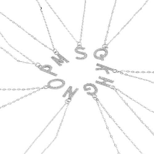 Frauen 925 Sterling Silber Buchstabe Alphabet Initial Anhänger Monogramm Halskette Langkette 5 Luxus feiner Schmuck Gif von LCHJX