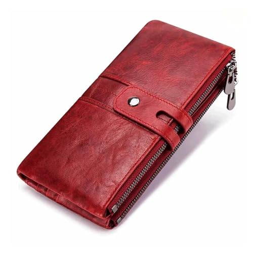 Frauen Brieftasche echtes Leder Langes Geldbörsen RFID Walet Red Coin Geldbörse Kartenhalter Portomonee Handtasche für Damen von LCHJX