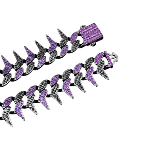 Hip Hop 24 mm schwere Purpke aus CZ Stones Cuban Thons Link Chain Halskette für Männer Charme Schmuck Geschenk Hip Hop 24 mm schwere Purpke aus CZ Stones Cuban Thons Link Chain Halskette für Männer Charme Schmuck Geschenk von LCHJX